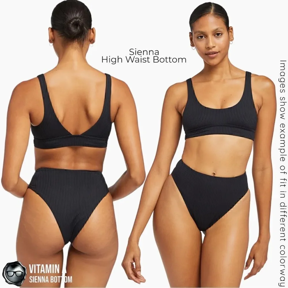 VITAMIN A SWIM SIENNA HIGH WAIST BIKINI BOTTOM IN MARISOL RED PLUS SIZE 2XL NEW